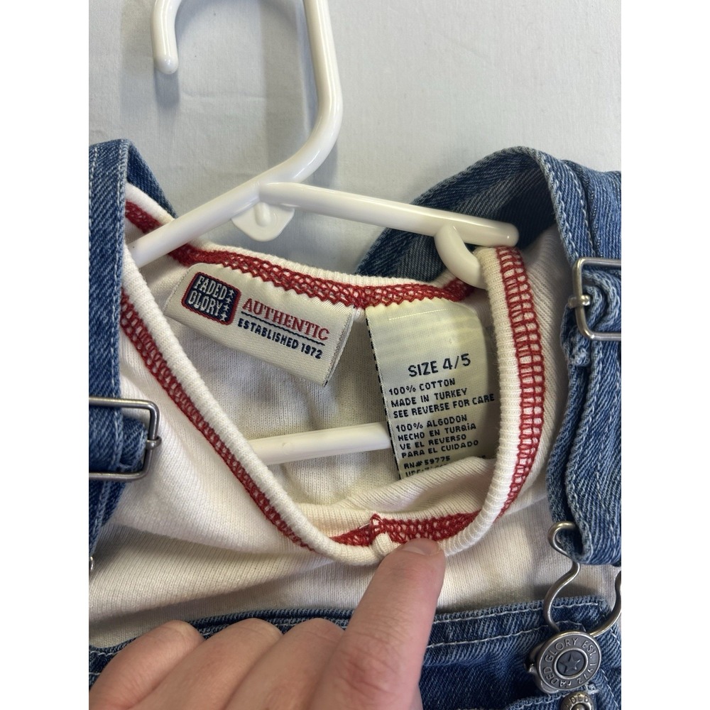 Vintage Girls Faded Glory 2 Pc Set Overalls & Tank Top Size 4/5 - Picture 4 of 4